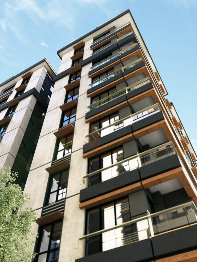 3D render of 3 buildings exterior