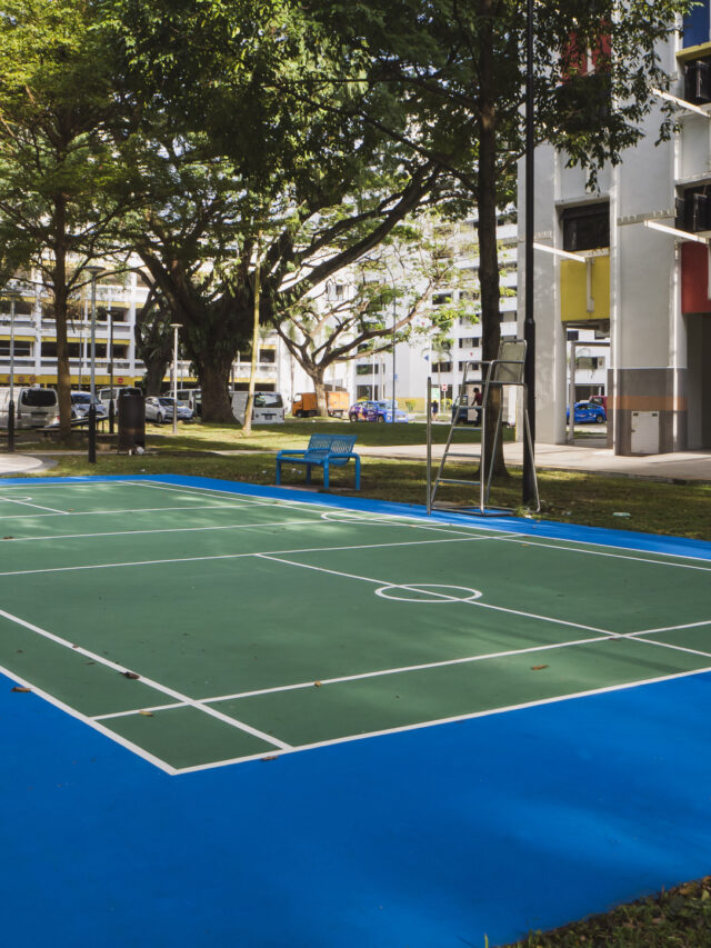 Recreational badminton court, multipurpose outdoor court in a residential neighbourhood in Singapore